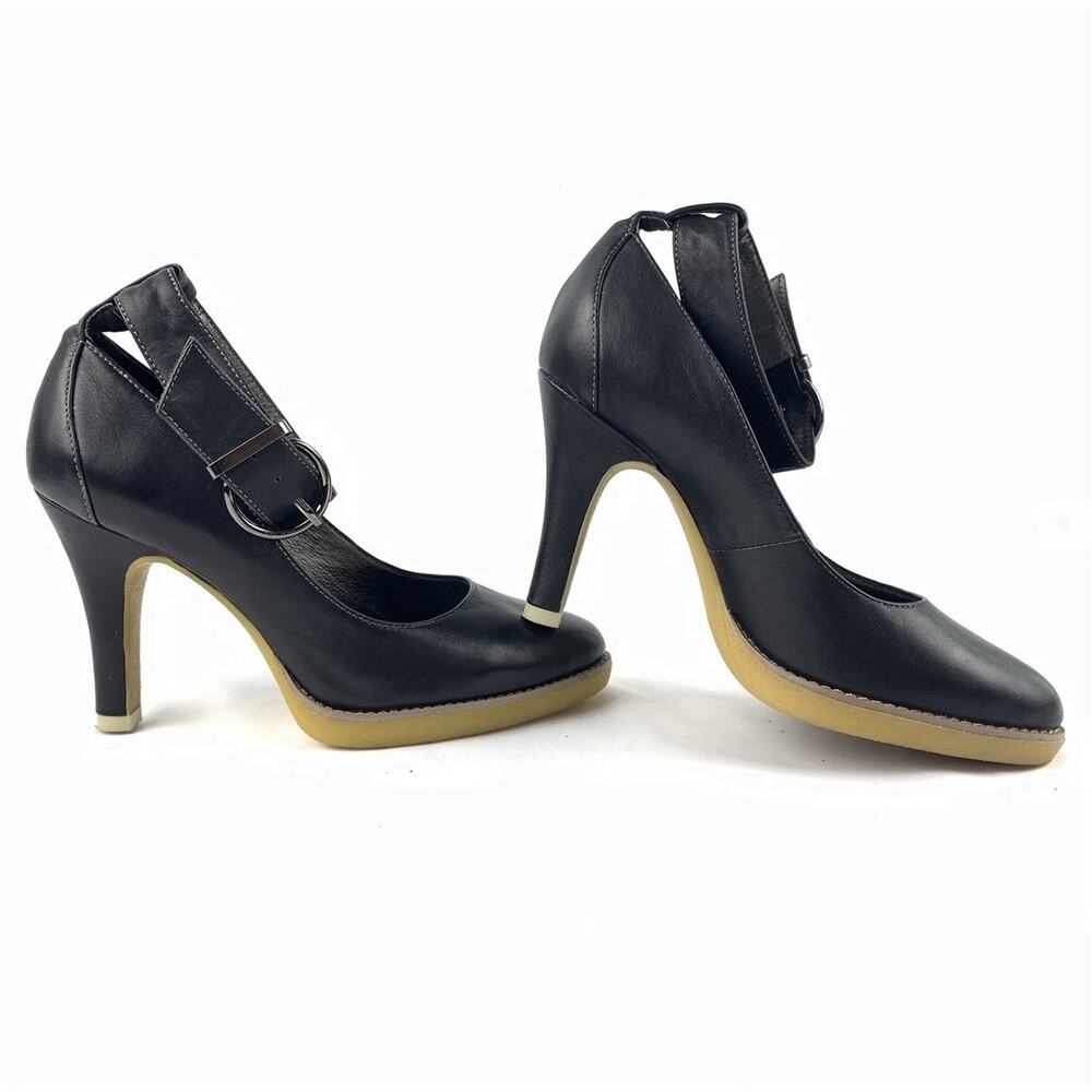 Welfare Black Leather Heels Pumps Ankle Strap Buckle Women’s Size EU 36 / US 5.5 - Picture 14 of 16